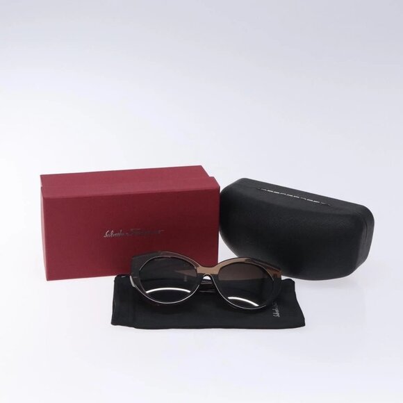 Salvatore Ferragamo Gancini Sunglasses plastic Brown Auth - Picture 2 of 15